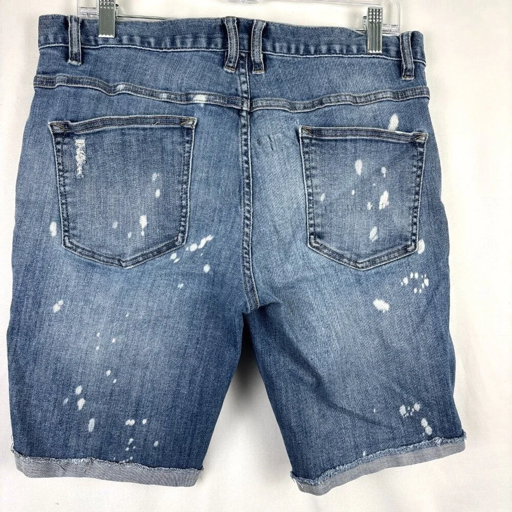 Empyre Denim Shorts Men's Size 34 Y2K Blue Distressed Cuffed Hem 11